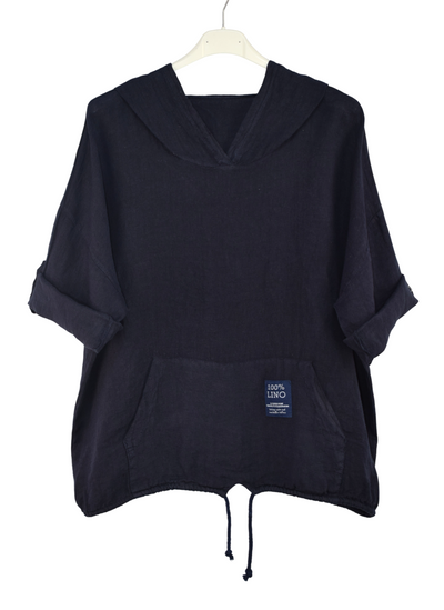 Italian Lagenlook Linen Hoodie Summer Lightweight Top