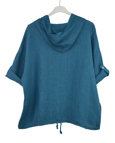 Italian Lagenlook Linen Hoodie Summer Lightweight Top