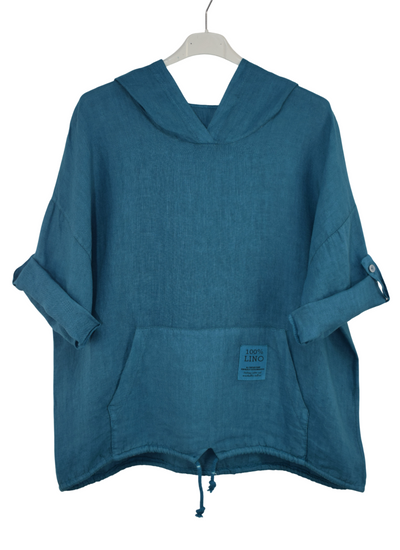 Italian Lagenlook Linen Hoodie Summer Lightweight Top