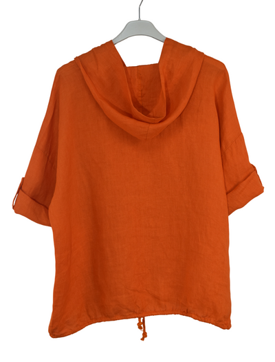 Italian Lagenlook Linen Hoodie Summer Lightweight Top
