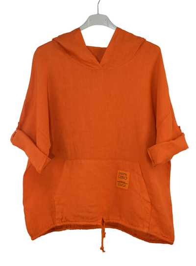 Italian Lagenlook Linen Hoodie Summer Lightweight Top