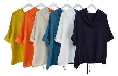 Italian Lagenlook Linen Hoodie Summer Lightweight Top