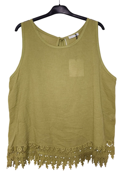 Ladies Sleeveless Italian Crochet Lace Hem Vest Top
