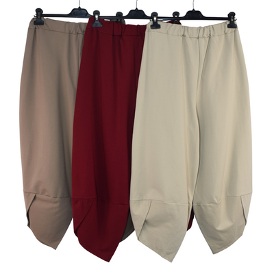 Italian Lagenlook Scuba Cocoon Trousers with Elasticated Waist Autumn Winter Collection