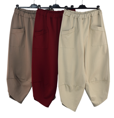 Italian Lagenlook Scuba Cocoon Trousers with Elasticated Waist Autumn Winter Collection