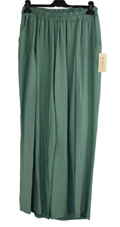 Pleated Wide Leg Trouser Lightweight Palazzo Pants Elasticated Waist & Pockets