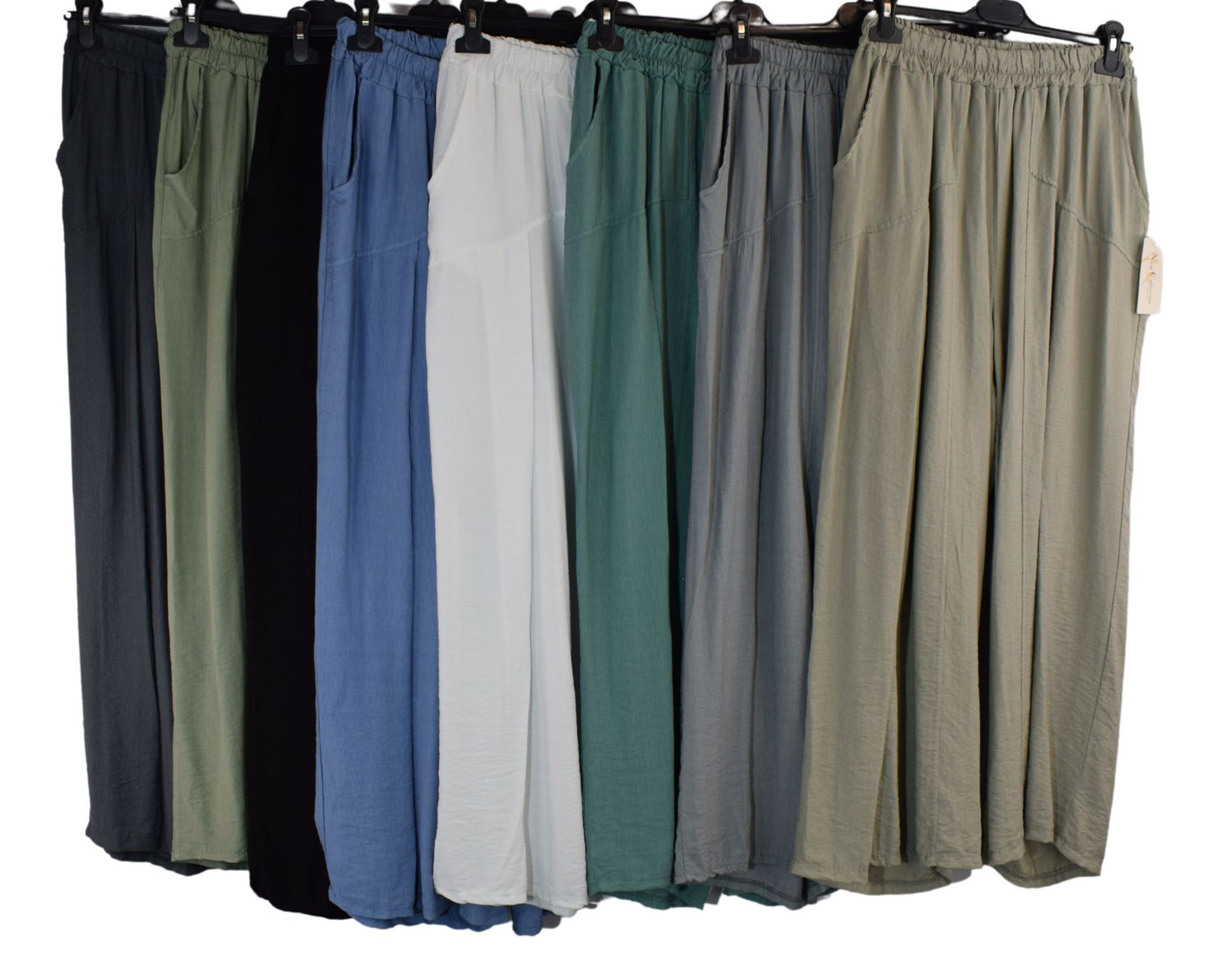 Pleated Wide Leg Trouser Lightweight Palazzo Pants Elasticated Waist & Pockets