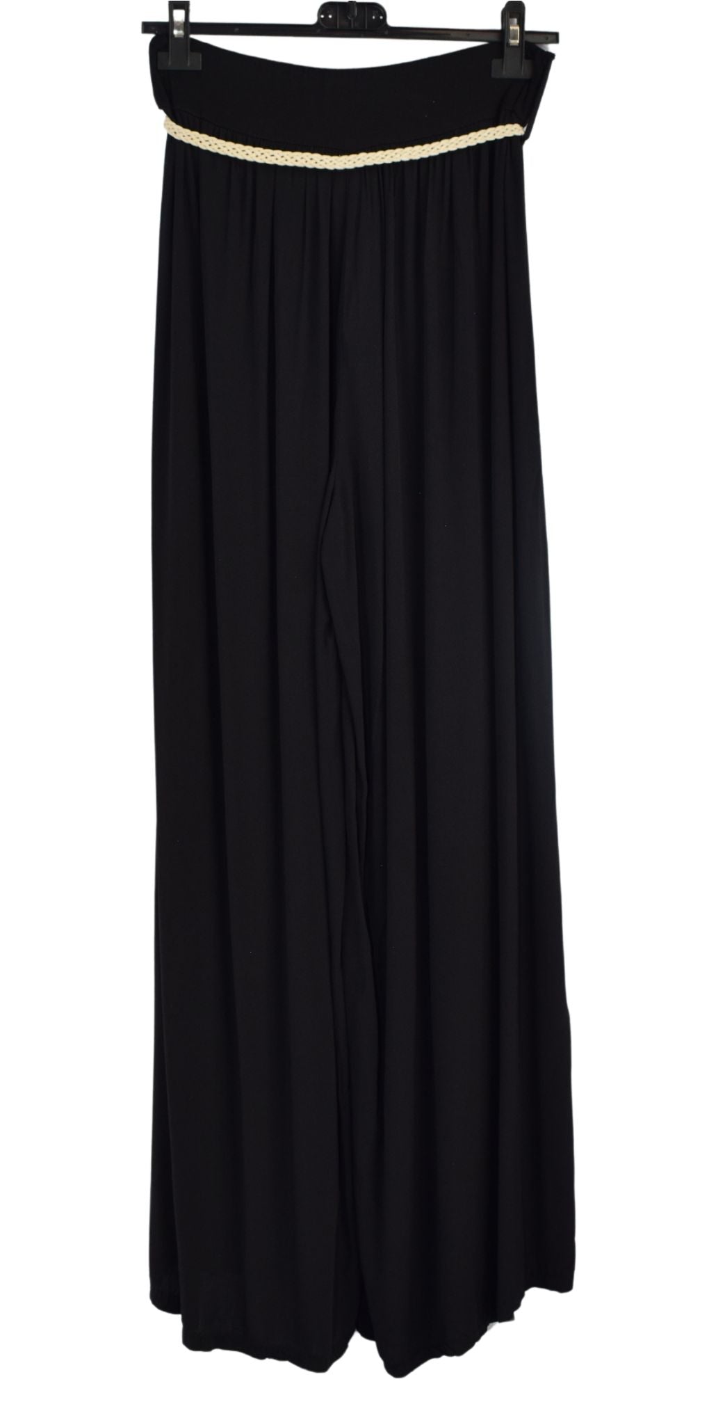 Italian Viscose Wide Leg Trousers with Beaded Fashion Belt Comfortable and Lightweight