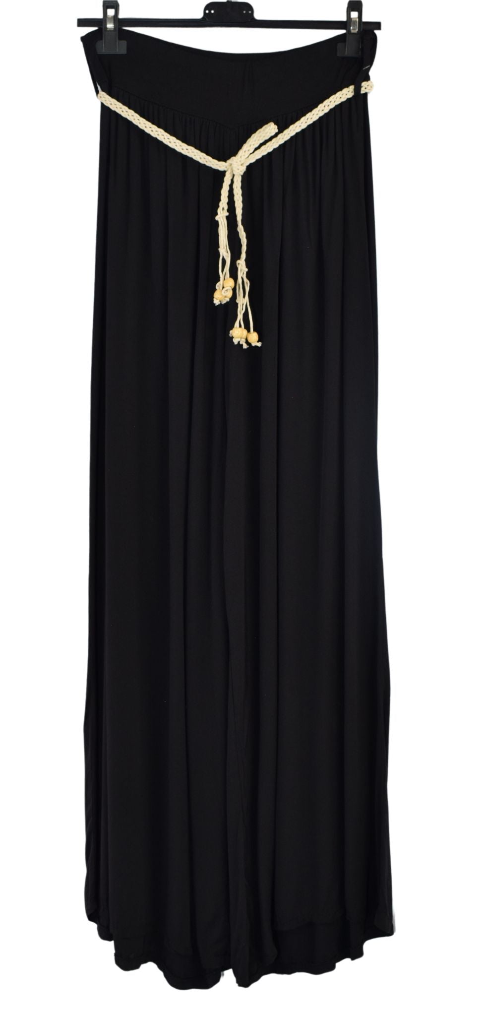 Italian Viscose Wide Leg Trousers with Beaded Fashion Belt Comfortable and Lightweight