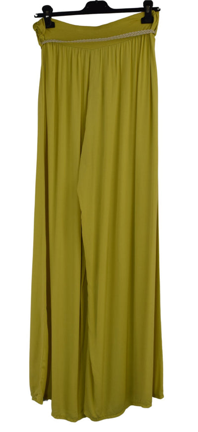 Italian Viscose Wide Leg Trousers with Beaded Fashion Belt Comfortable and Lightweight