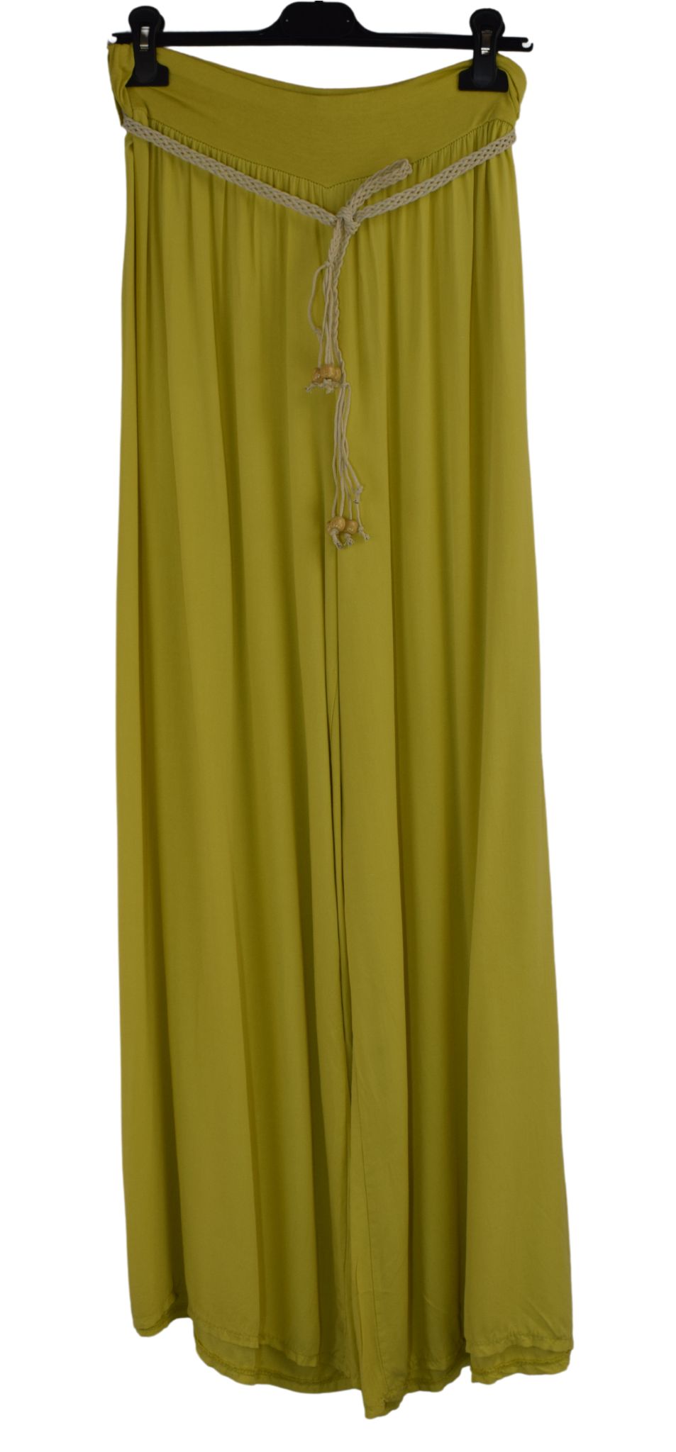 Italian Viscose Wide Leg Trousers with Beaded Fashion Belt Comfortable and Lightweight