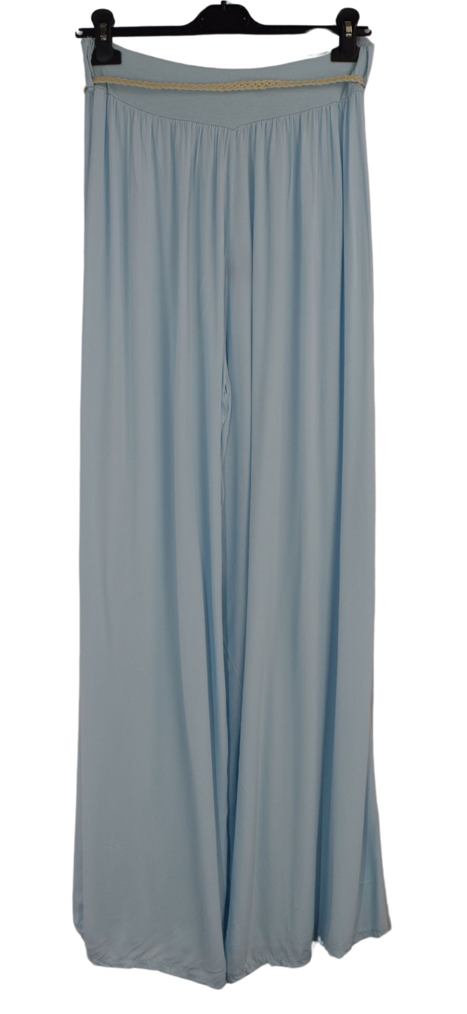 Italian Viscose Wide Leg Trousers with Beaded Fashion Belt Comfortable and Lightweight