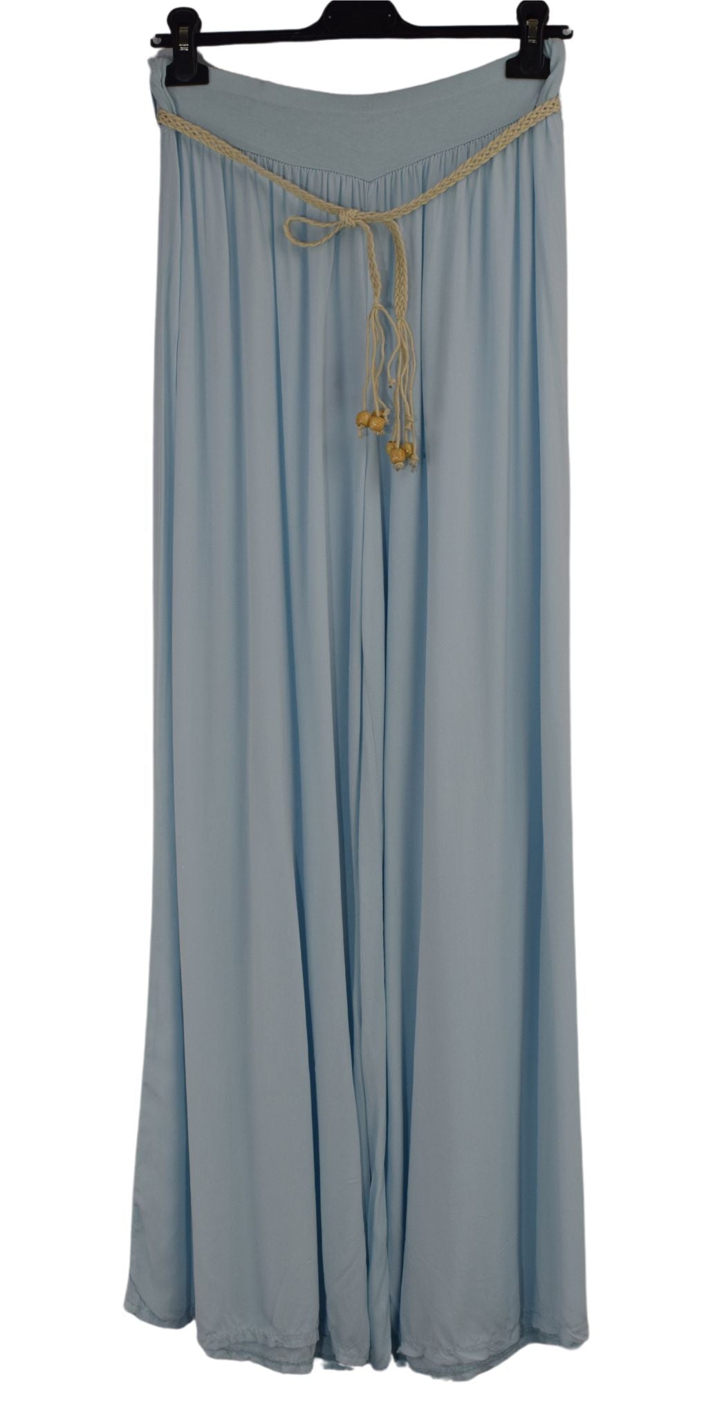 Italian Viscose Wide Leg Trousers with Beaded Fashion Belt Comfortable and Lightweight