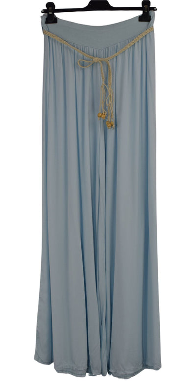 Italian Viscose Wide Leg Trousers with Beaded Fashion Belt Comfortable and Lightweight