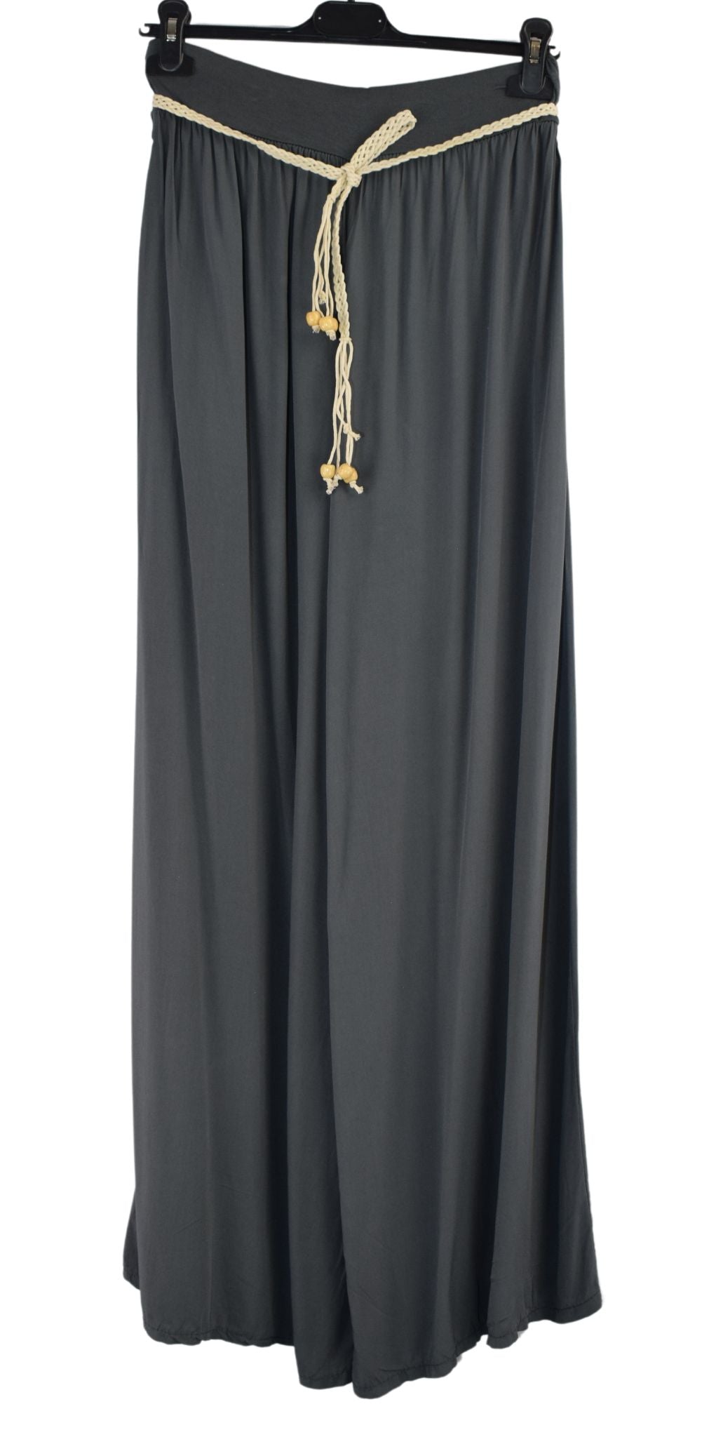 Italian Viscose Wide Leg Trousers with Beaded Fashion Belt Comfortable and Lightweight