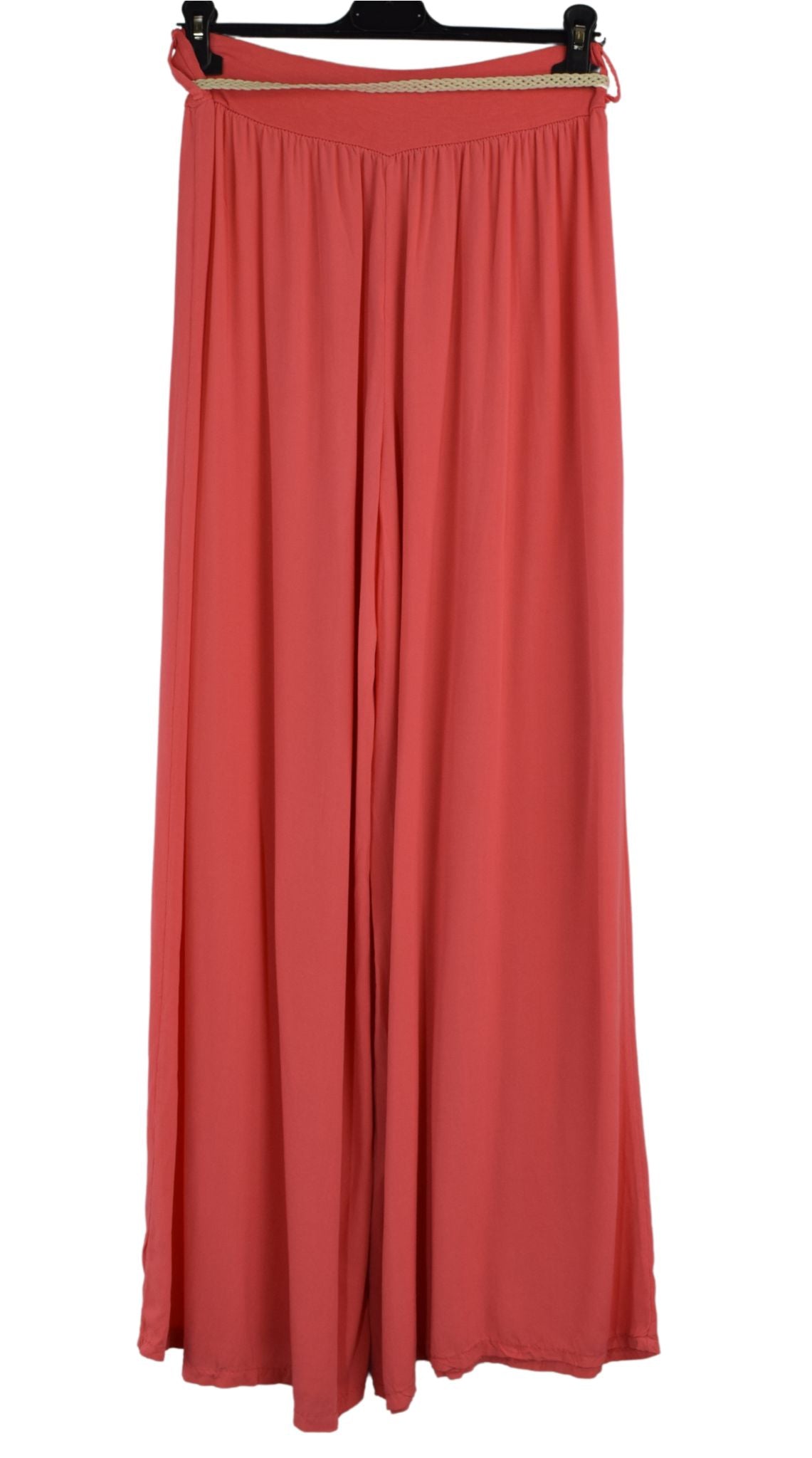 Italian Viscose Wide Leg Trousers with Beaded Fashion Belt Comfortable and Lightweight