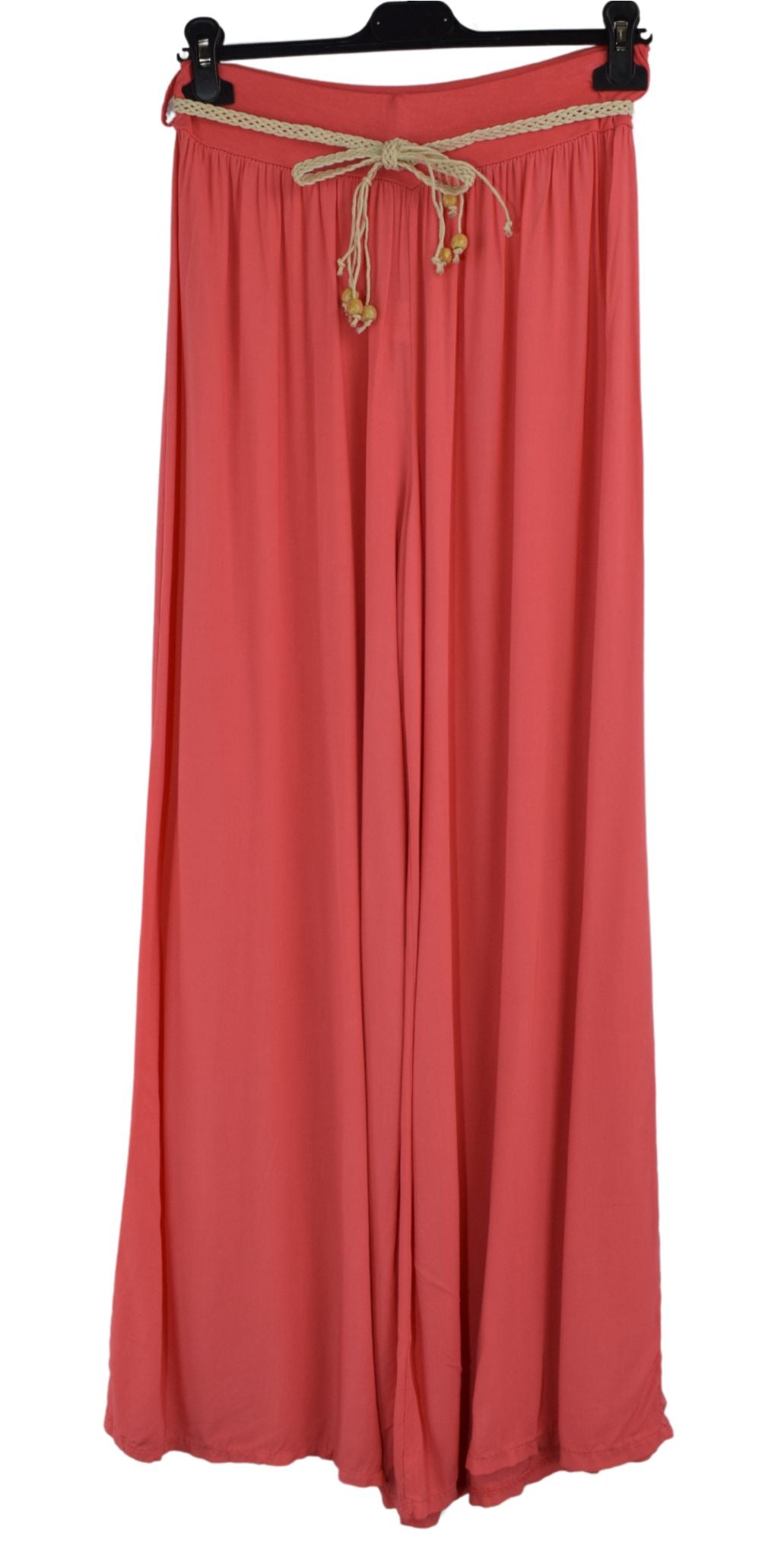 Italian Viscose Wide Leg Trousers with Beaded Fashion Belt Comfortable and Lightweight