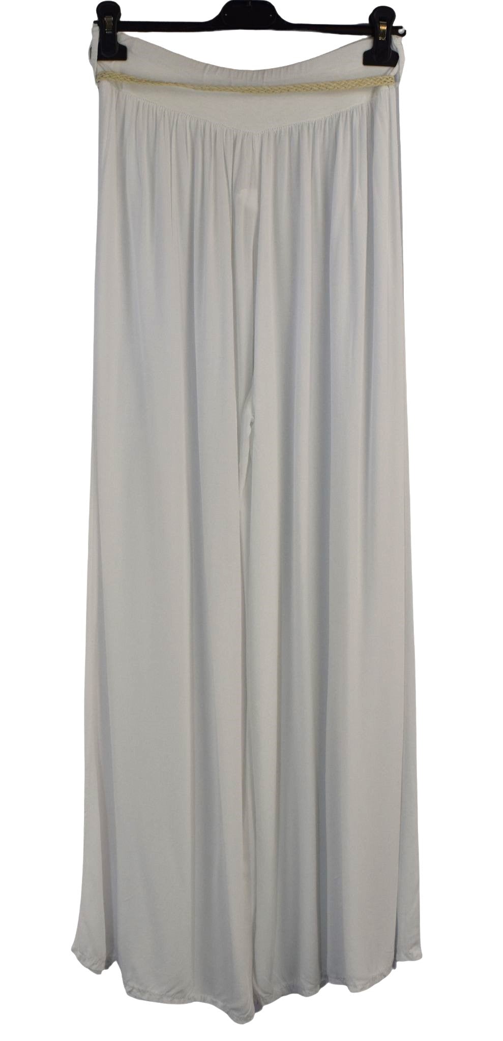 Italian Viscose Wide Leg Trousers with Beaded Fashion Belt Comfortable and Lightweight