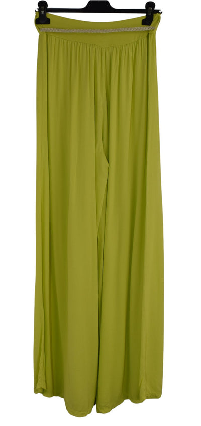 Italian Viscose Wide Leg Trousers with Beaded Fashion Belt Comfortable and Lightweight