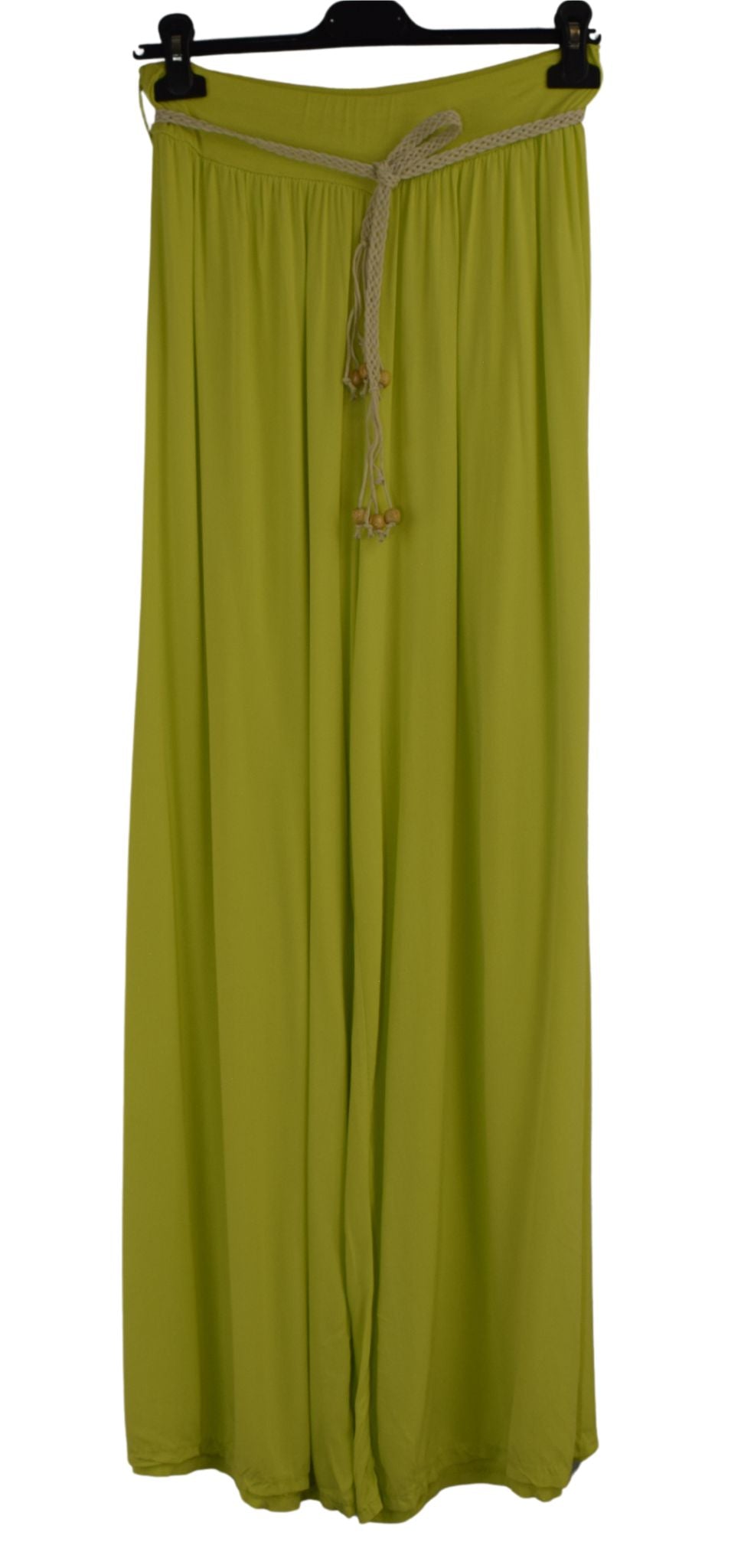 Italian Viscose Wide Leg Trousers with Beaded Fashion Belt Comfortable and Lightweight