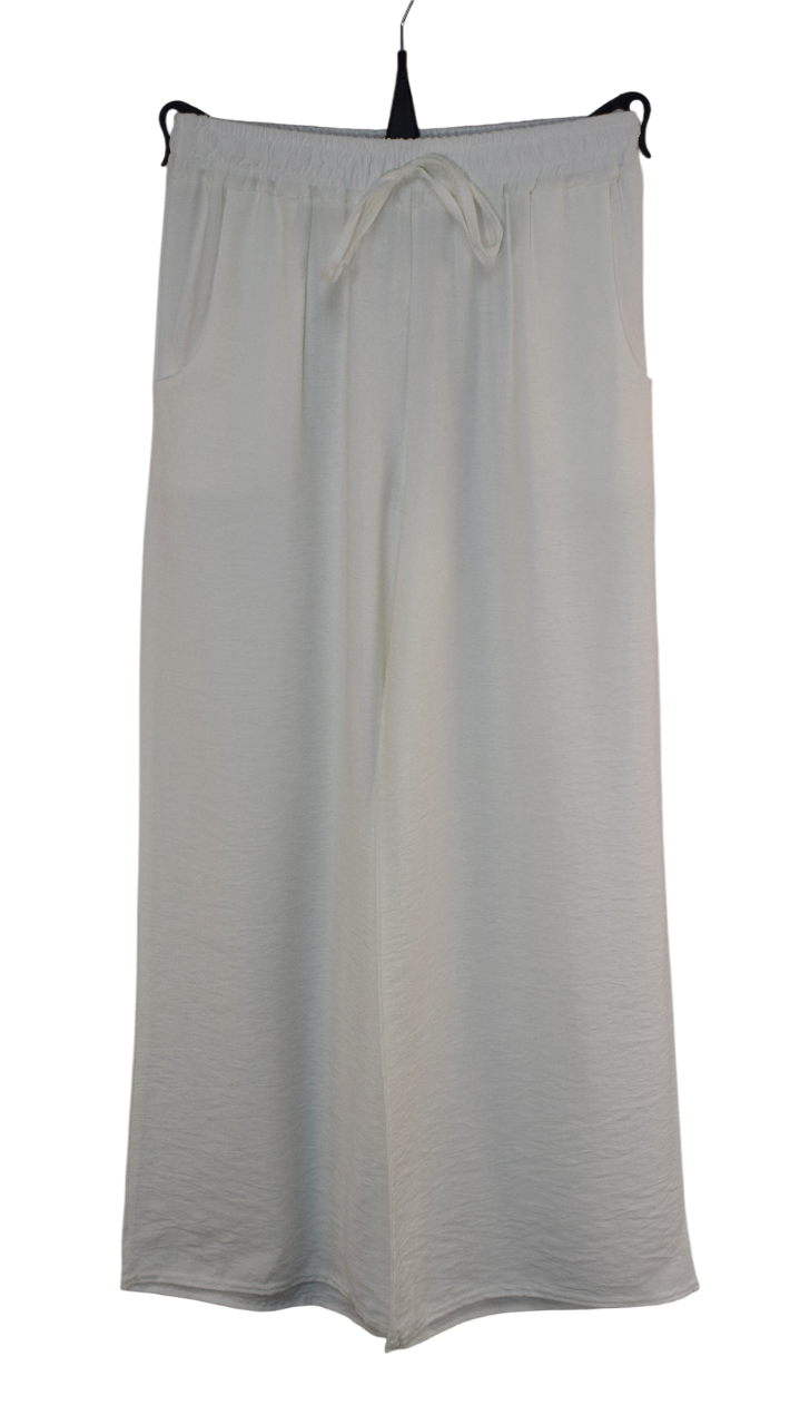 Italian Lagenlook Casual Wide Leg Trouser Lightweight Pants Elasticated Waist