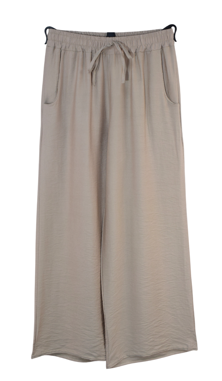 Italian Lagenlook Casual Wide Leg Trouser Lightweight Pants Elasticated Waist