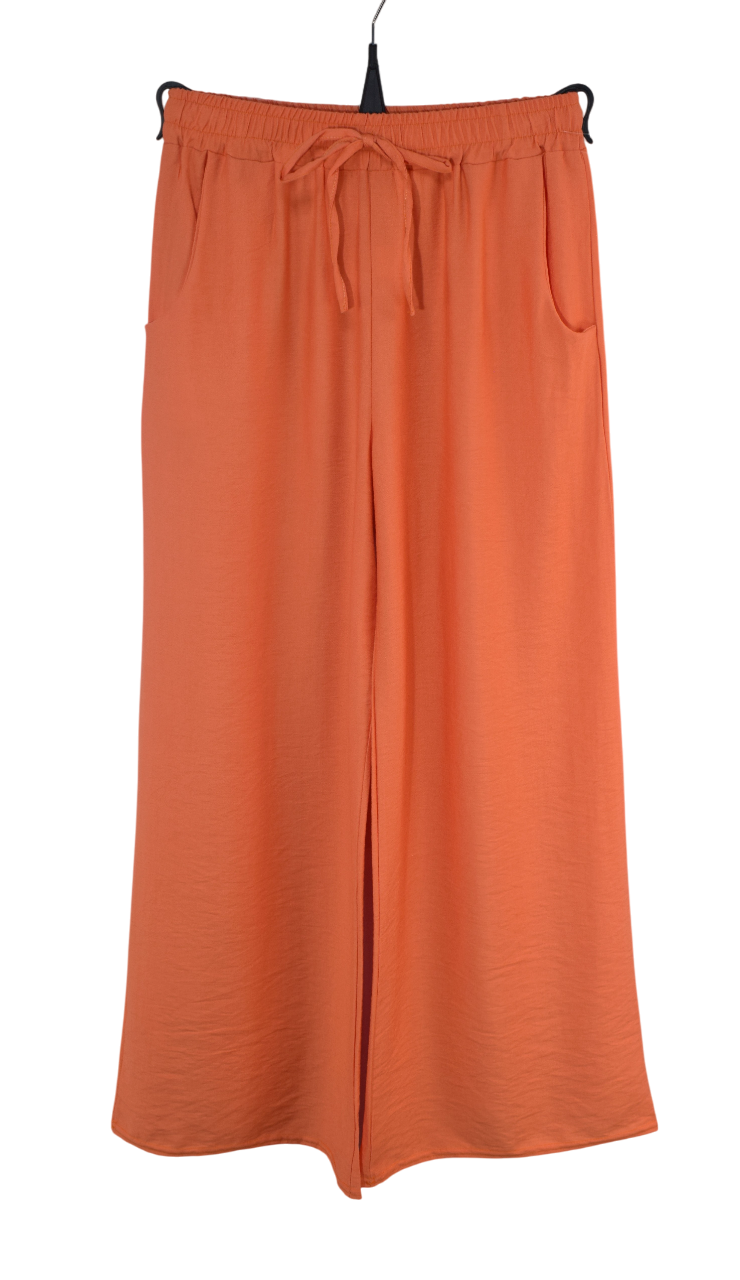 Italian Lagenlook Casual Wide Leg Trouser Lightweight Pants Elasticated Waist