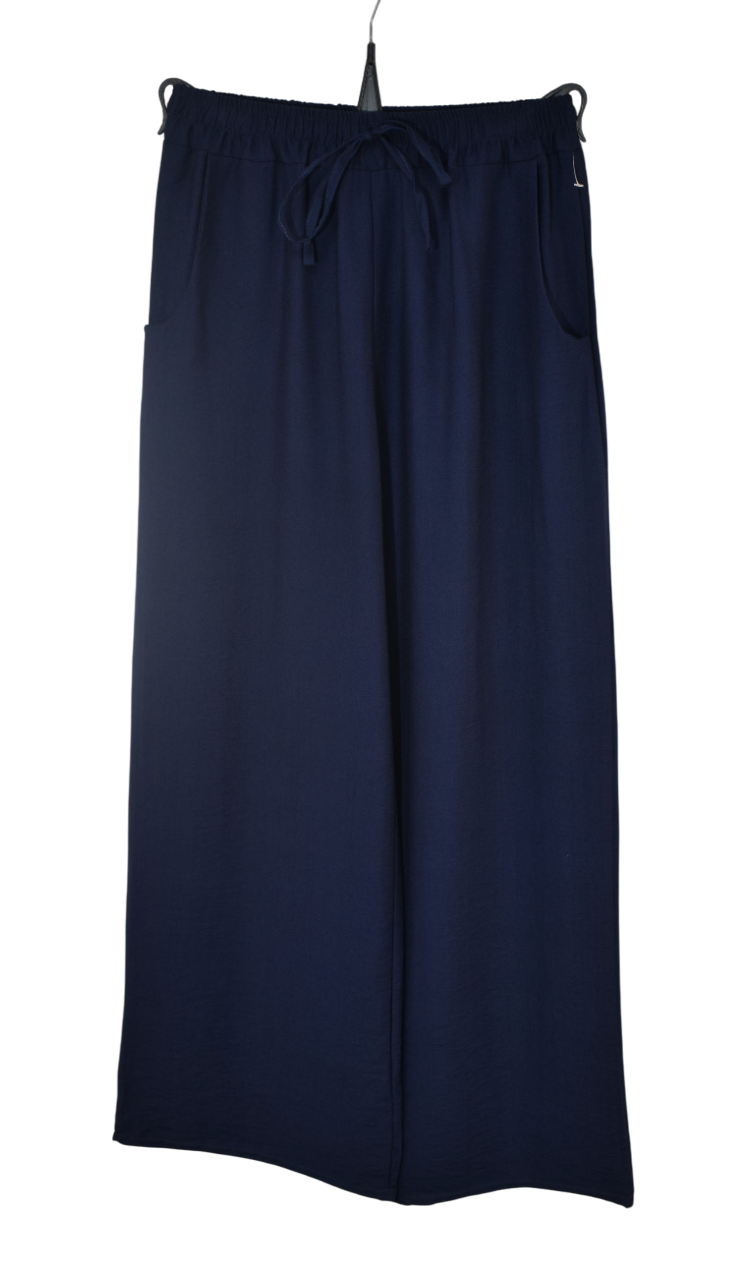 Italian Lagenlook Casual Wide Leg Trouser Lightweight Pants Elasticated Waist