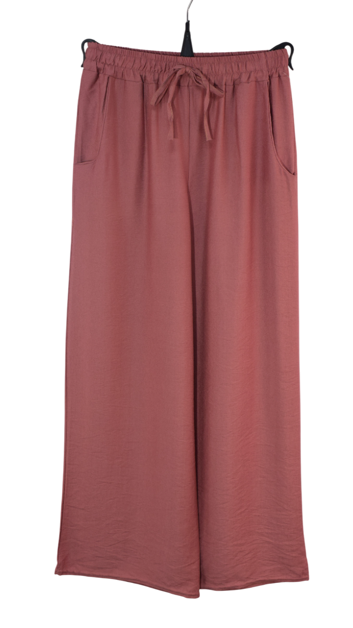 Italian Lagenlook Casual Wide Leg Trouser Lightweight Pants Elasticated Waist