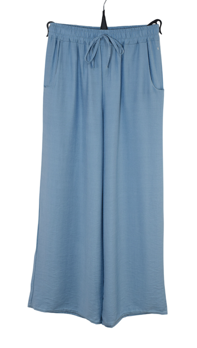 Italian Lagenlook Casual Wide Leg Trouser Lightweight Pants Elasticated Waist