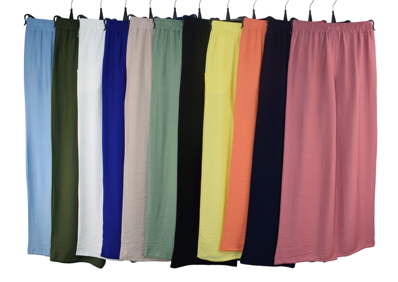 Italian Lagenlook Casual Wide Leg Trouser Lightweight Pants Elasticated Waist