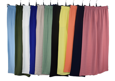 Italian Lagenlook Casual Wide Leg Trouser Lightweight Pants Elasticated Waist