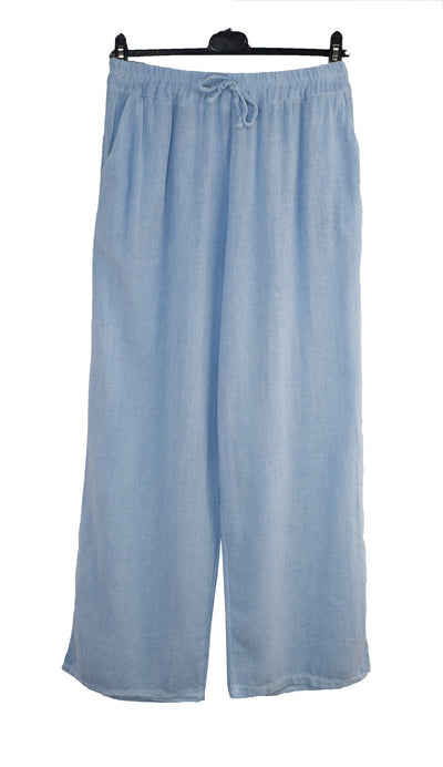 Italian Lagenlook Cotton Wide Leg Trouser Lightweight Pants Elasticated Waist