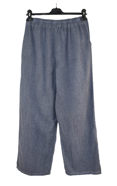 Italian Lagenlook Cotton Wide Leg Trouser Lightweight Pants Elasticated Waist