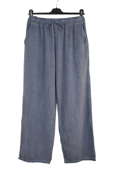 Italian Lagenlook Cotton Wide Leg Trouser Lightweight Pants Elasticated Waist