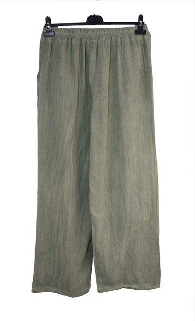 Italian Lagenlook Cotton Wide Leg Trouser Lightweight Pants Elasticated Waist