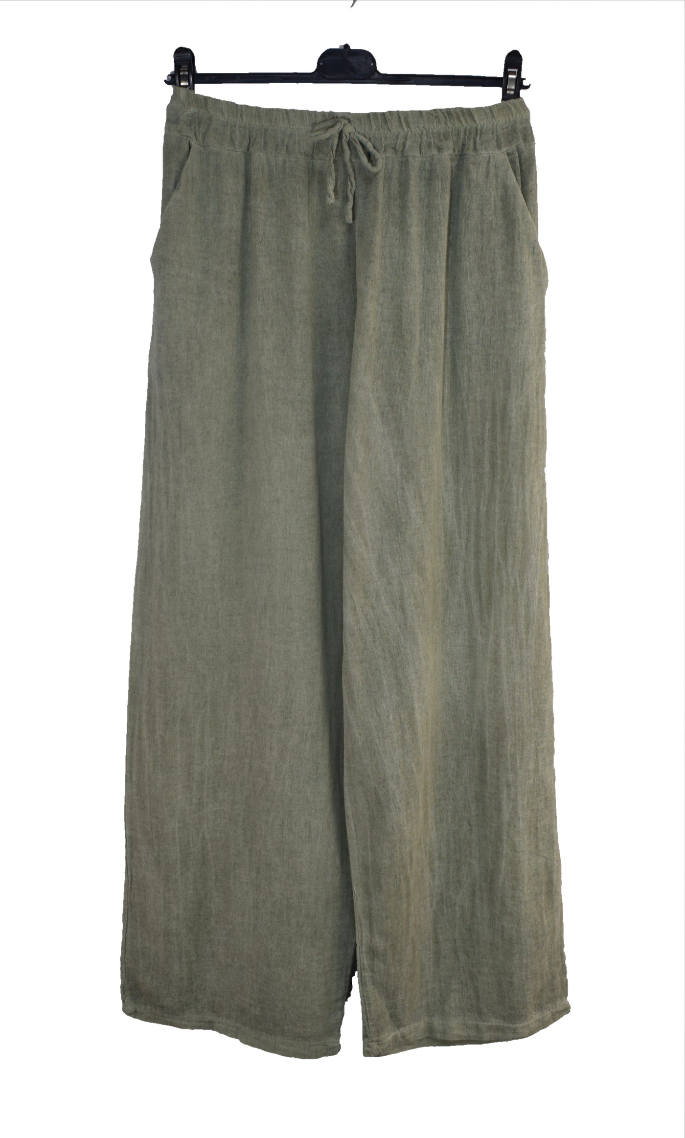 Italian Lagenlook Cotton Wide Leg Trouser Lightweight Pants Elasticated Waist