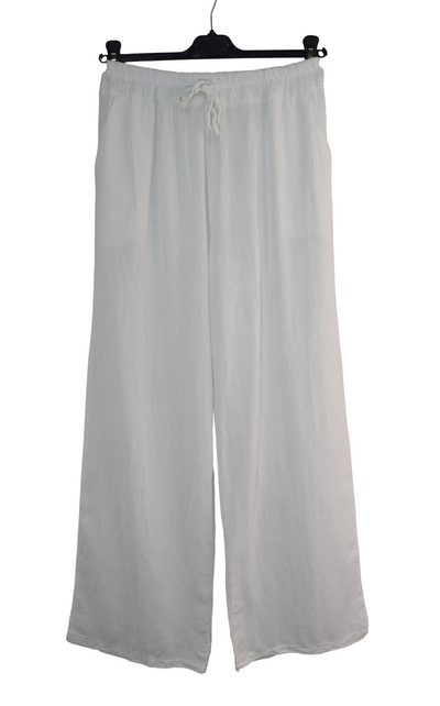 Italian Lagenlook Cotton Wide Leg Trouser Lightweight Pants Elasticated Waist