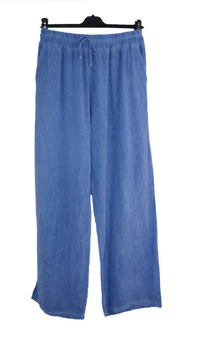 Italian Lagenlook Cotton Wide Leg Trouser Lightweight Pants Elasticated Waist