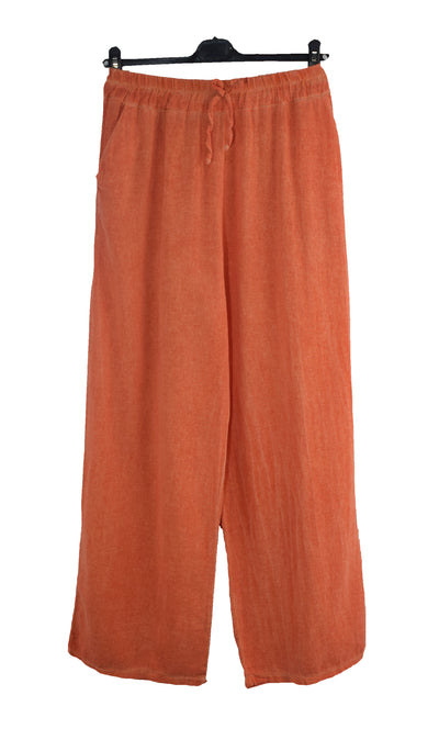Italian Lagenlook Cotton Wide Leg Trouser Lightweight Pants Elasticated Waist