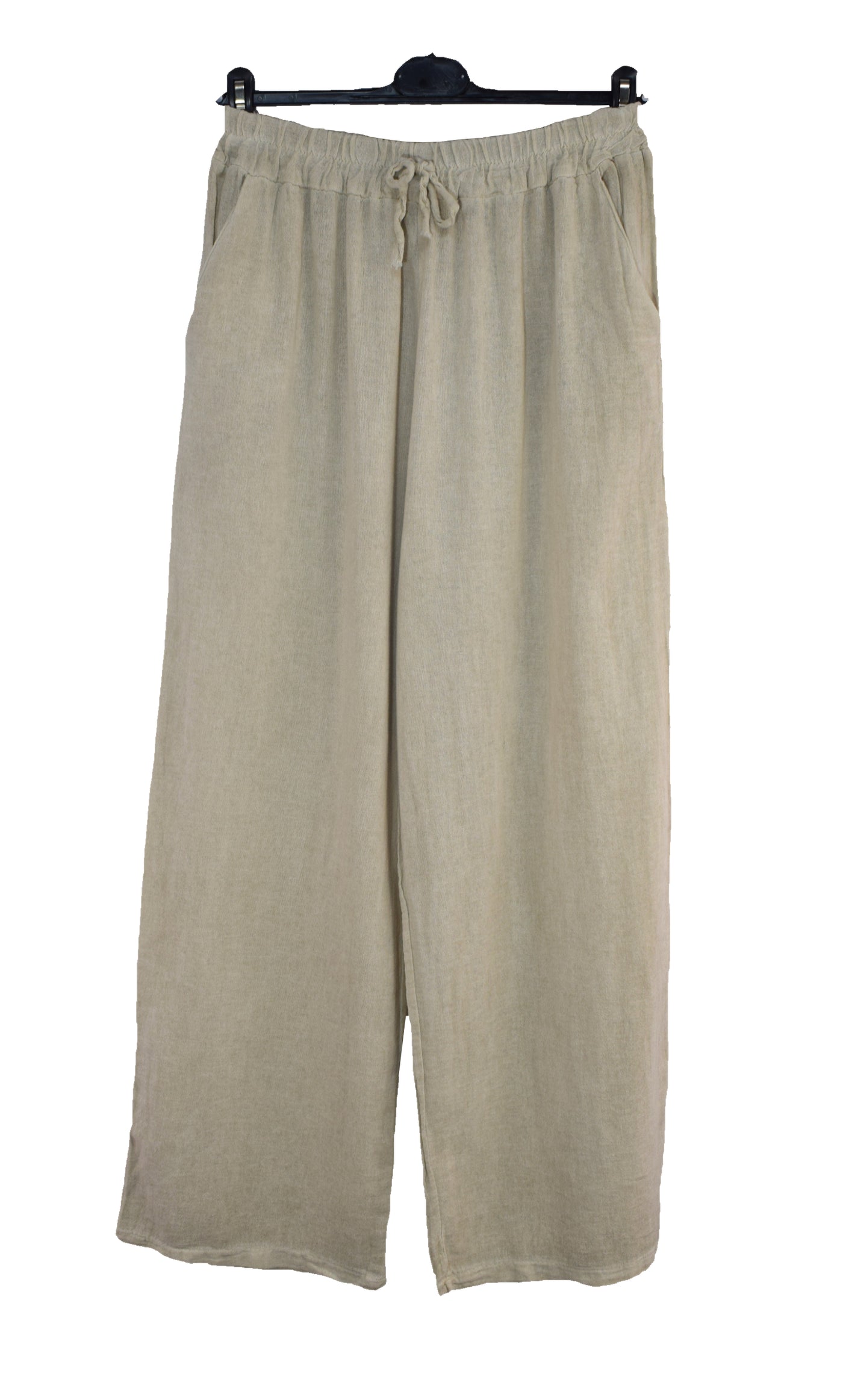 Italian Lagenlook Cotton Wide Leg Trouser Lightweight Pants Elasticated Waist
