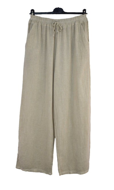 Italian Lagenlook Cotton Wide Leg Trouser Lightweight Pants Elasticated Waist