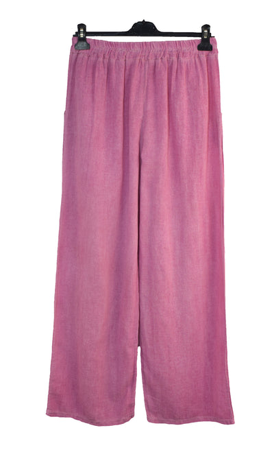 Italian Lagenlook Cotton Wide Leg Trouser Lightweight Pants Elasticated Waist