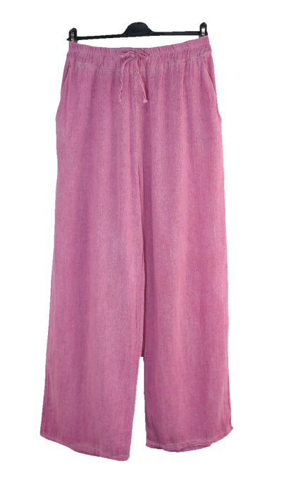 Italian Lagenlook Cotton Wide Leg Trouser Lightweight Pants Elasticated Waist