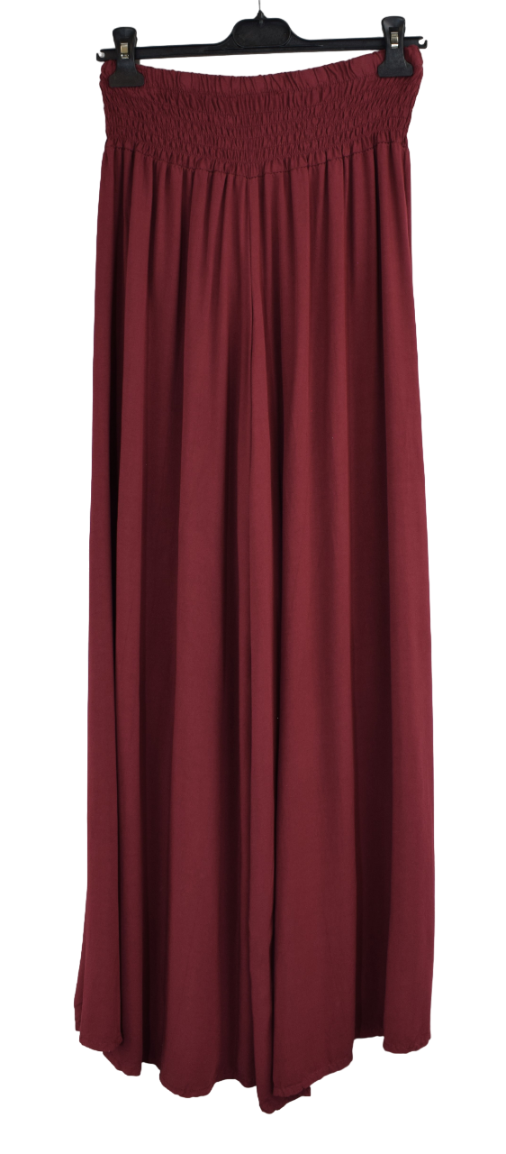 Plain Wide Leg palazzo Trousers Women's Elasticated Waist Comfortable Lightweight Culottes