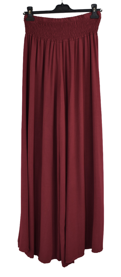 Plain Wide Leg palazzo Trousers Women's Elasticated Waist Comfortable Lightweight Culottes