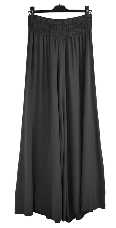 Plain Wide Leg palazzo Trousers Women's Elasticated Waist Comfortable Lightweight Culottes