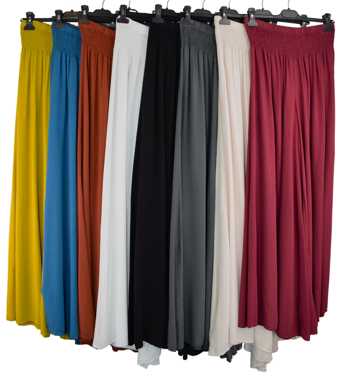 Plain Wide Leg palazzo Trousers Women's Elasticated Waist Comfortable Lightweight Culottes