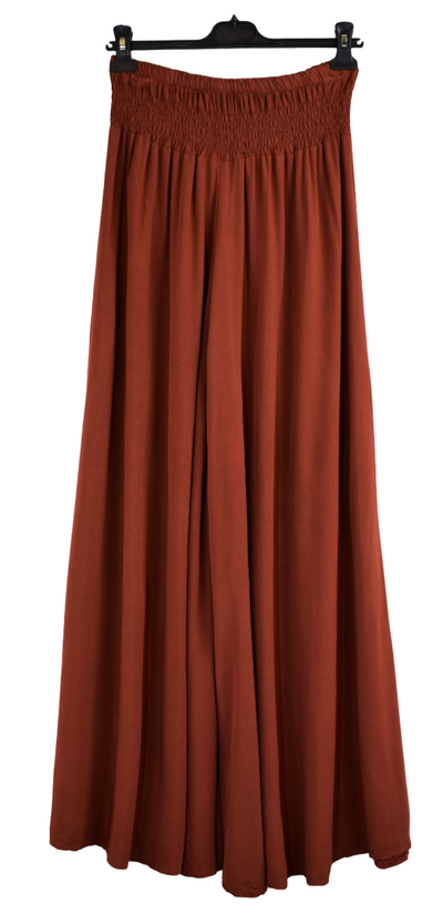 Plain Wide Leg palazzo Trousers Women's Elasticated Waist Comfortable Lightweight Culottes