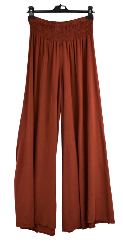 Plain Wide Leg palazzo Trousers Women's Elasticated Waist Comfortable Lightweight Culottes